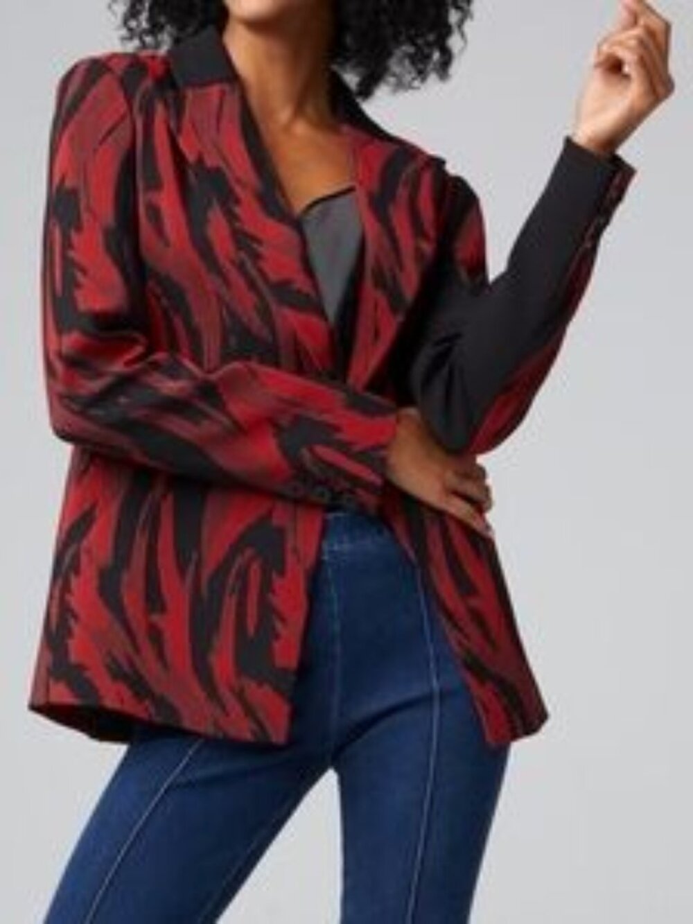 Per Se by Carlisle Reverie Jacquard Blazer Black Multi NWT